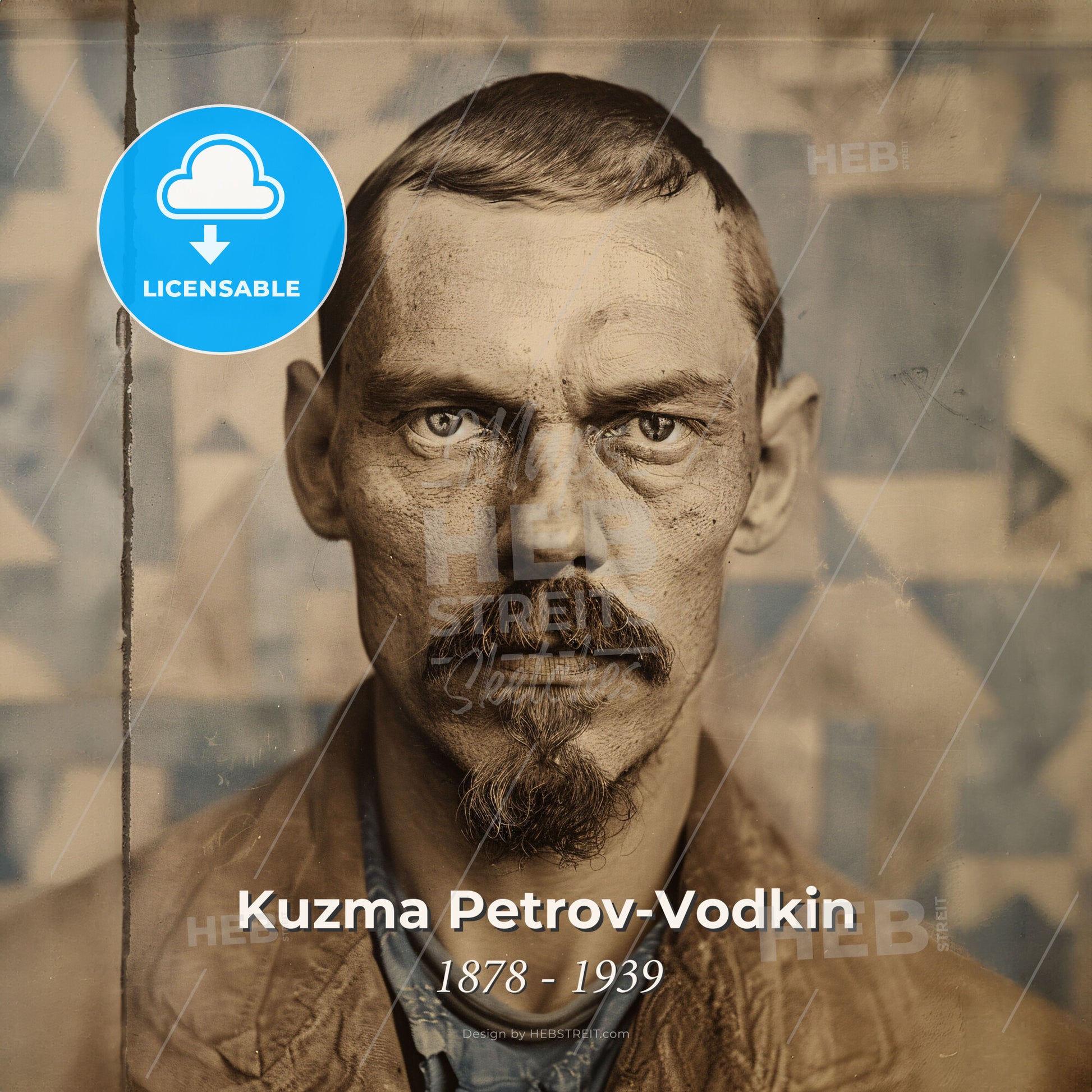 Kuzma Petrov-Vodkin, 1878 - 1939, Russian painter and writer - A Man With A Beard And Mustache Print Template