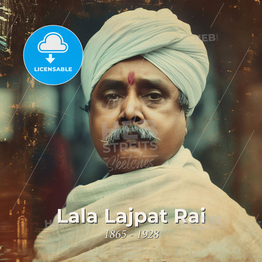 Lala Lajpat Rai, 1865 - 1928, Indian freedom fighter - A Man With A Mustache And A White Turban Print Template
