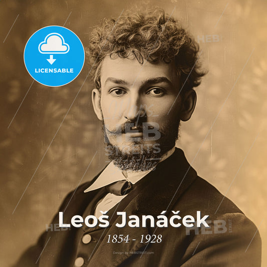 Leoš Janáček, 1854 - 1928, Czech composer - A Man With A Beard And Mustache Print Template