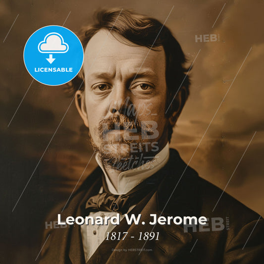 Leonard W. Jerome, 1817 - 1891, American financier - A Man With A Mustache And A Bow Tie Print Template
