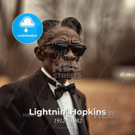 Lightnin' Hopkins, 1912 - 1982, American blues guitarist - A Man In A Suit And Sunglasses Print Template