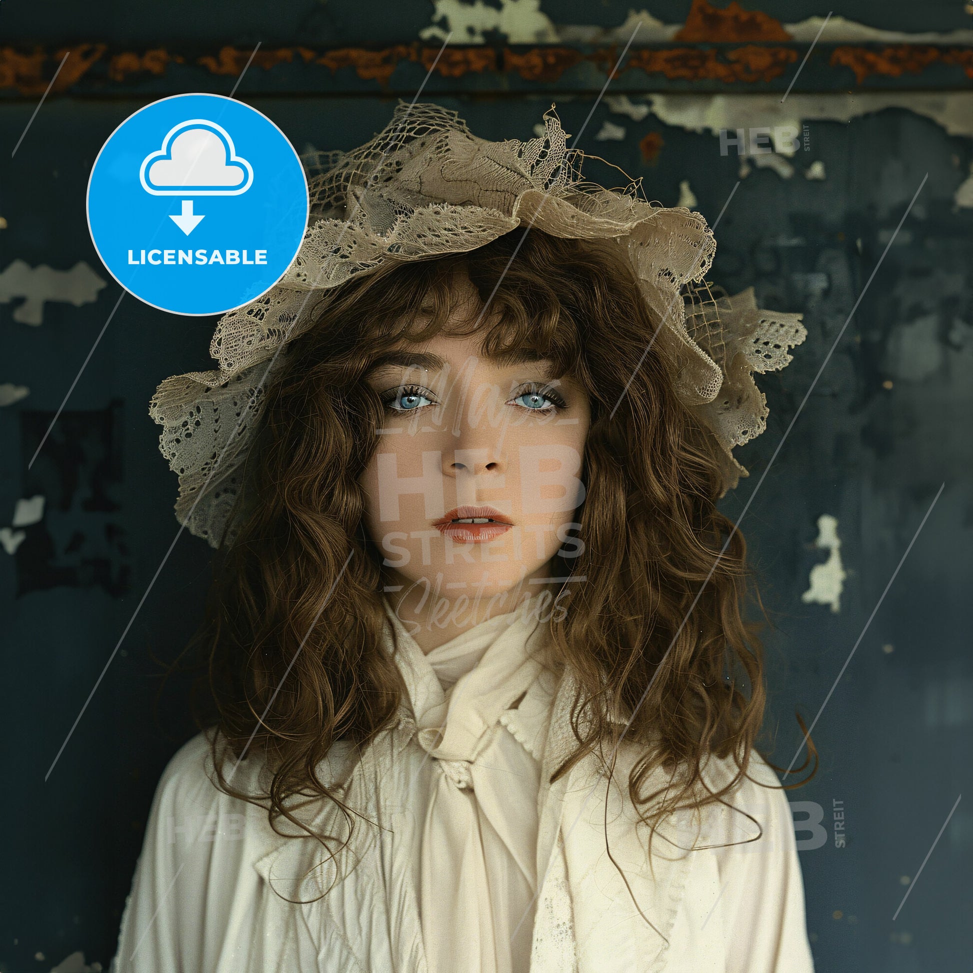 Lillian Gish, 1893 - 1993, American Actress - A Woman With Curly Hair  Wearing A White Shirt And Lace Hat – HEBSTREITS, image size:1946x1946