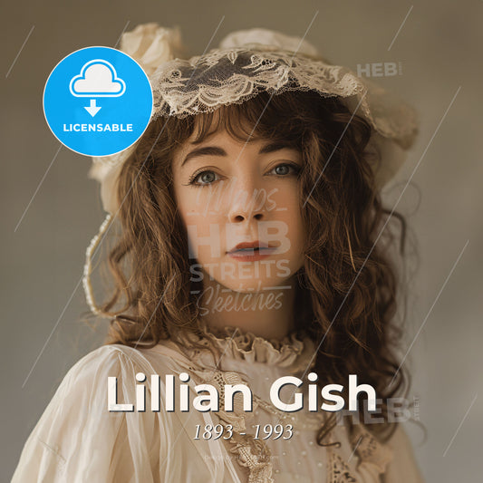 Lillian Gish, 1893 - 1993, American actress - A Woman In A White Dress Print Template