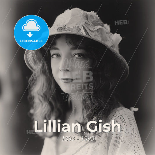 Lillian Gish, 1893 - 1993, American actress - A Woman Wearing A Hat Print Template