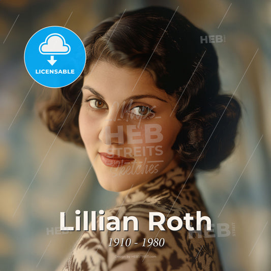 Lillian Roth, 1910 - 1980, American singer and actress - A Woman With Short Dark Hair And A Floral Shirt Print Template