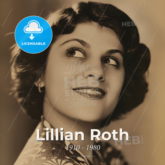 Lillian Roth, 1910 - 1980, American singer and actress - A Woman Looking Up To The Side Print Template