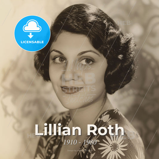 Lillian Roth, 1910 - 1980, American singer and actress - A Woman With Short Hair Wearing A Floral Dress Print Template