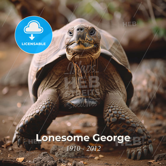 Lonesome George, 1910 - 2012, Pinta Island tortoise - A Turtle Walking On The Ground Print Template