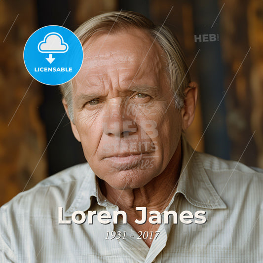 Loren Janes, 1931 - 2017, American stuntman and actor - A Man Looking At The Camera Print Template