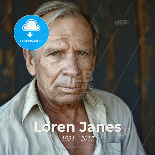 Loren Janes, 1931 - 2017, American stuntman and actor - A Man Looking At The Camera Print Template