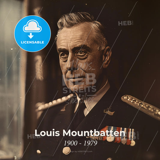 Louis Mountbatten, 1900 - 1979, British Admiral of the Fleet - A Man In A Military Uniform Print Template