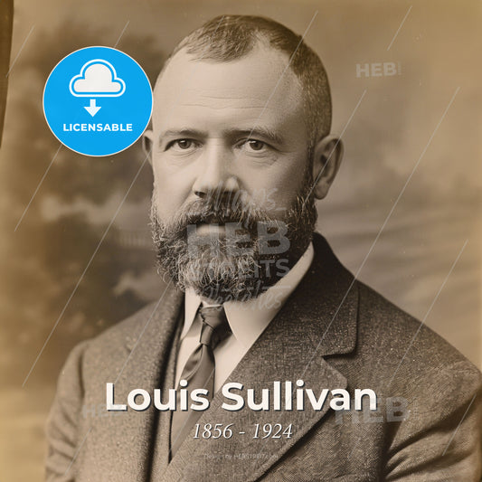 Louis Sullivan, 1856 - 1924, American architect - A Man With A Beard Wearing A Suit And Tie Print Template