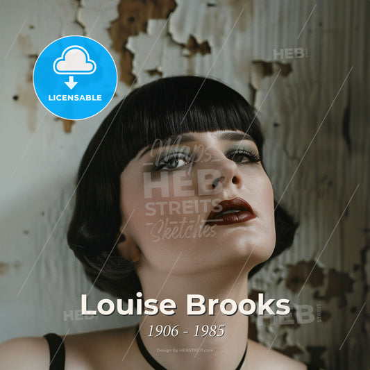 Louise Brooks, 1906 - 1985, American actress - A Woman With Short Black Hair And Red Lipstick Print Template
