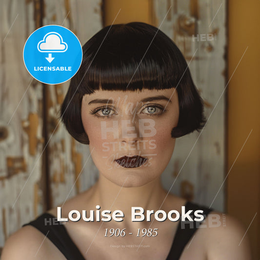 Louise Brooks, 1906 - 1985, American actress - A Woman With Short Black Hair And Dark Lipstick Print Template