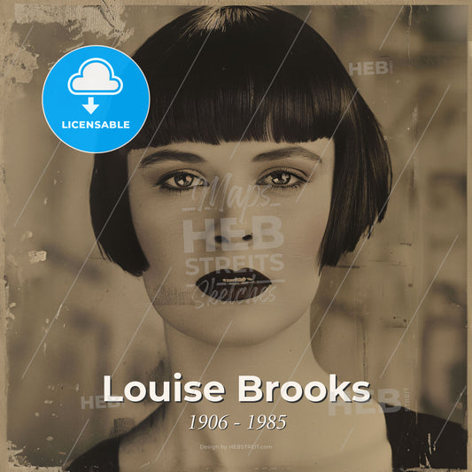 Louise Brooks, 1906 - 1985, American actress - A Woman With Short Black Hair And Red Lipstick Print Template