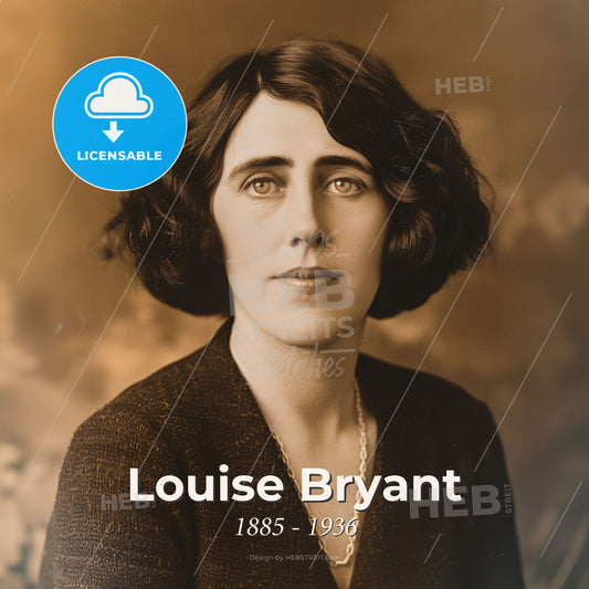 Louise Bryant, 1885 - 1936, American journalist and writer - A Woman With Short Dark Hair Wearing A Black Sweater And A Necklace Print Template