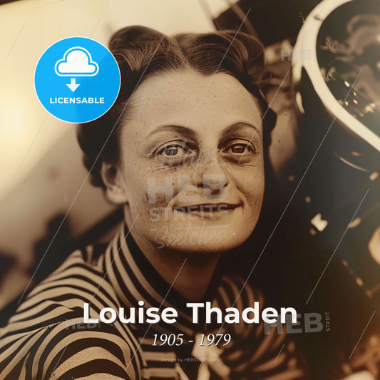 Louise Thaden, 1905 - 1979, American aviator - A Woman Smiling With A Drum Set Print Template