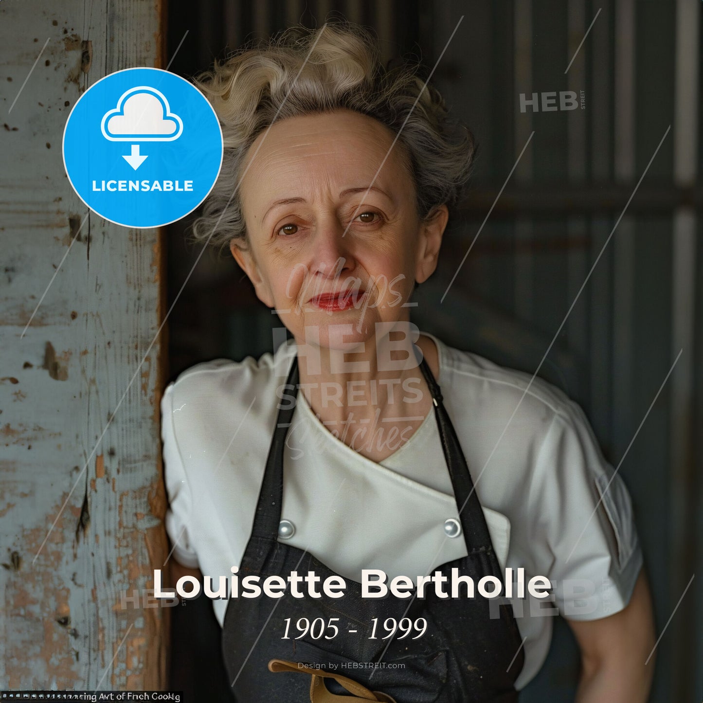 Louisette Bertholle, 1905 - 1999, French chef and cookbook author - A Woman Wearing A Black Apron Print Template
