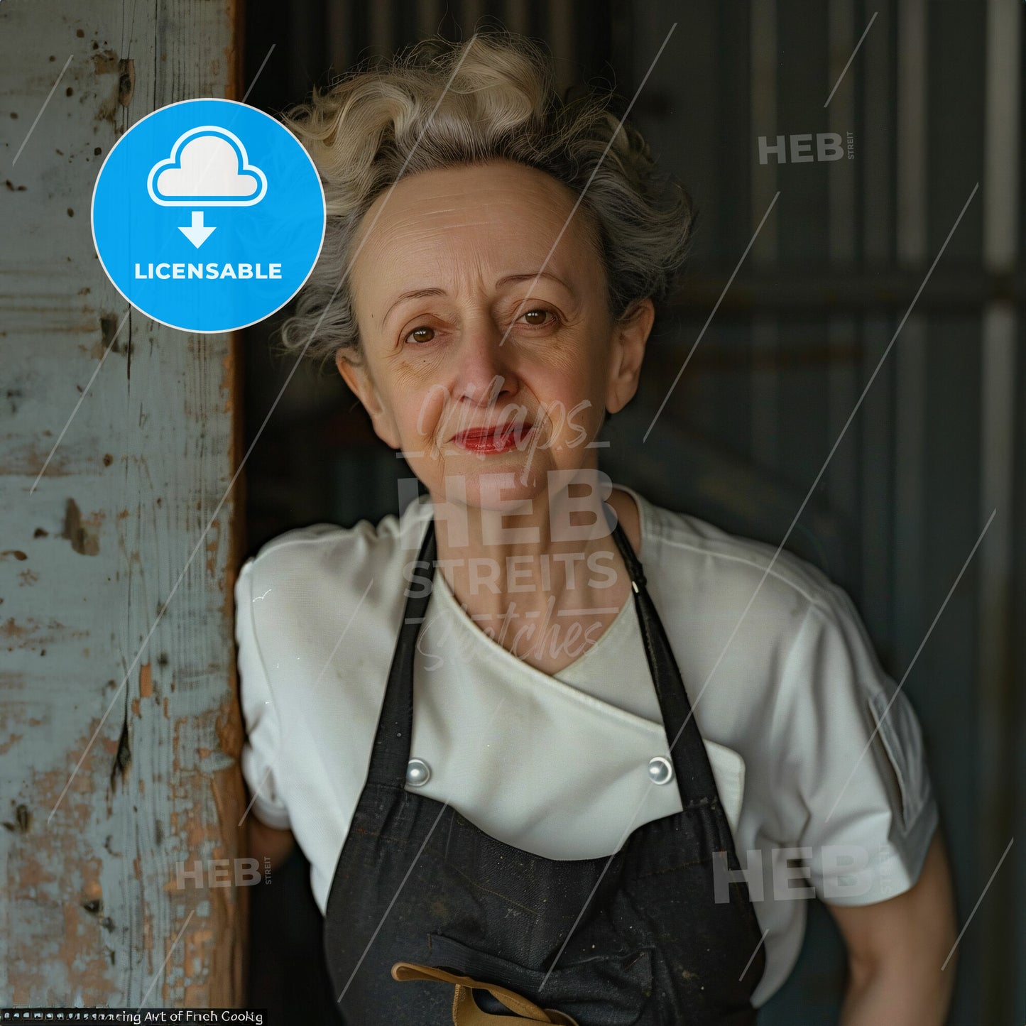 Louisette Bertholle, 1905 - 1999, French chef and cookbook author - A Woman Wearing A Black Apron
