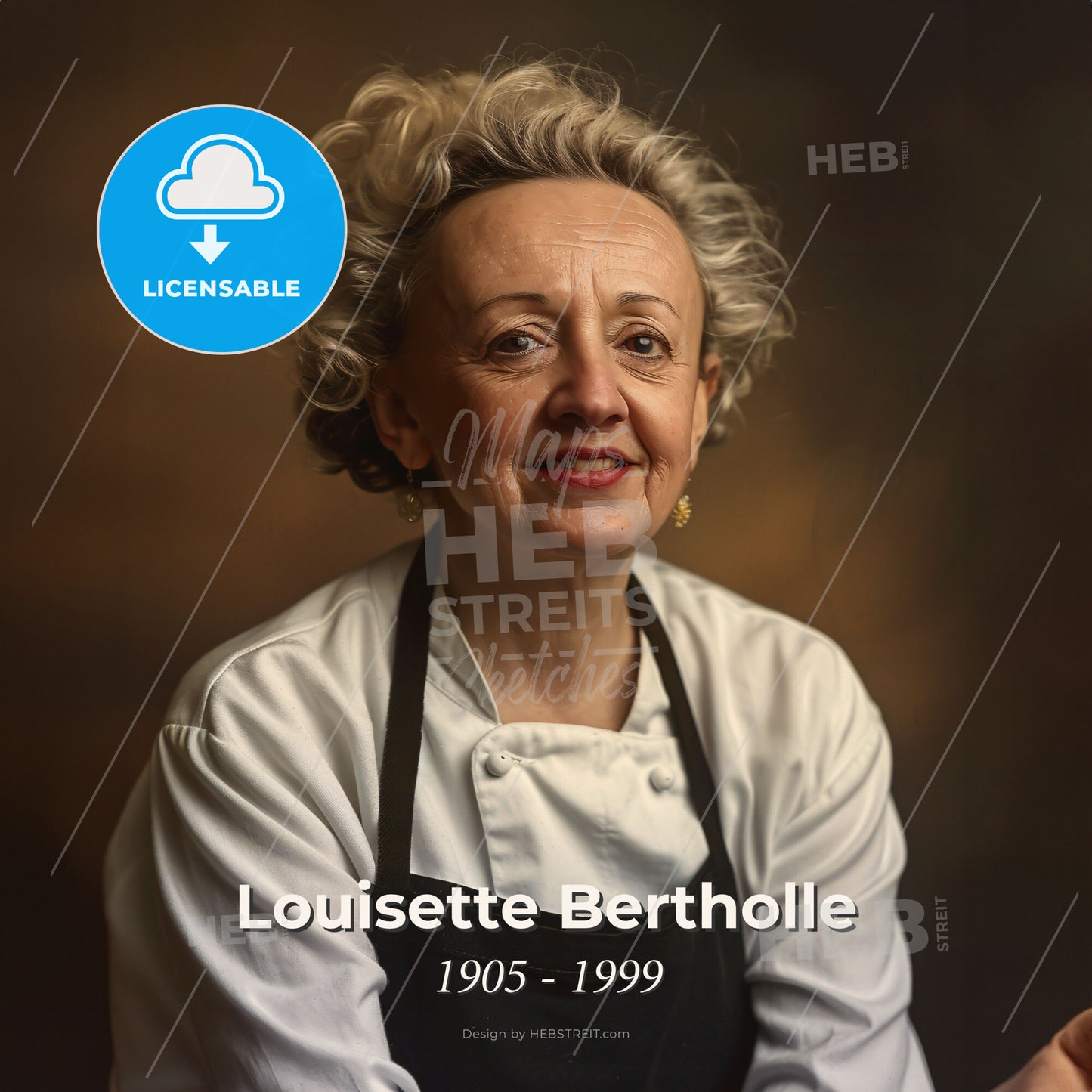 Louisette Bertholle, 1905 - 1999, French chef and cookbook author - A Woman Wearing A Chef's Apron Print Template