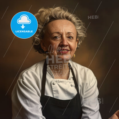 Louisette Bertholle, 1905 - 1999, French chef and cookbook author - A Woman Wearing A Chef's Apron