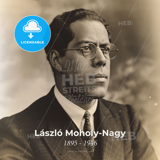 László Moholy-Nagy, 1895 - 1946, Hungarian-German artist - A Man Wearing Glasses And A Suit Print Template