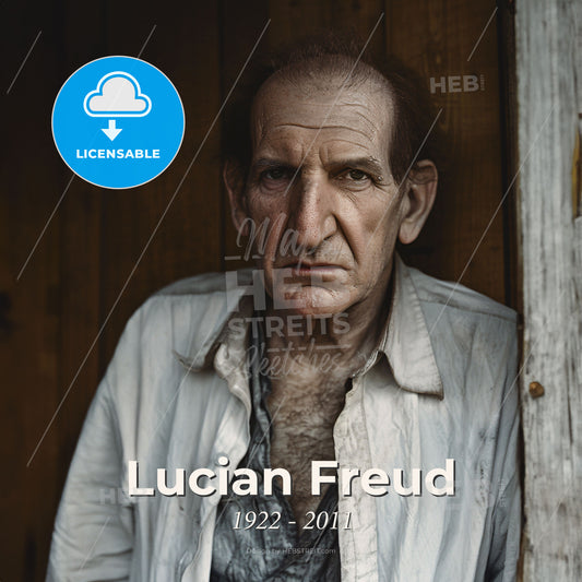 Lucian Freud, 1922 - 2011, British painter - A Man Standing In A Doorway Print Template