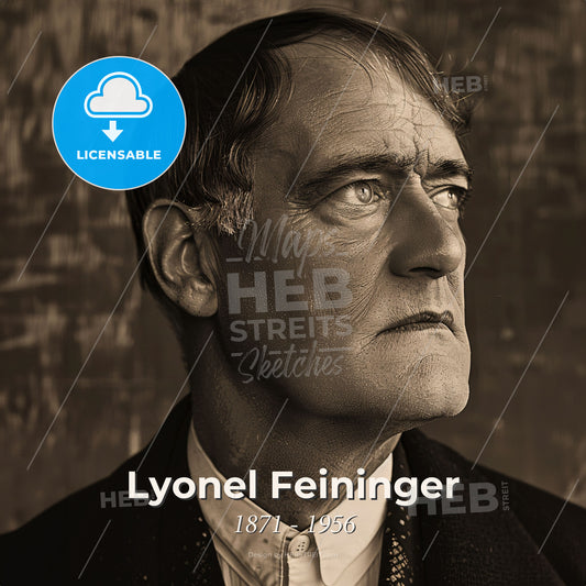 Lyonel Feininger, 1871 - 1956, German-American painter - A Man Looking Up To The Side Print Template