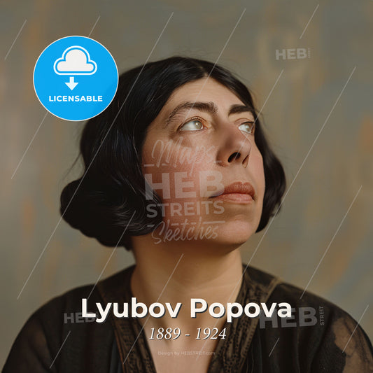 Lyubov Popova, 1889 - 1924, Russian painter and designer - A Woman Looking Up To The Side Print Template