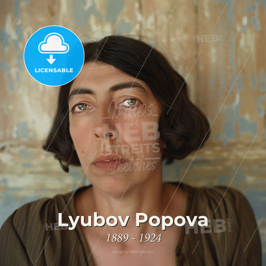 Lyubov Popova, 1889 - 1924, Russian painter and designer - A Woman Looking Up With A Serious Expression Print Template