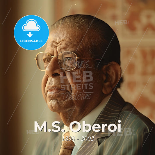 M.S. Oberoi, 1898 - 2002, Indian hotelier - A Man In A Suit And Tie Print Template