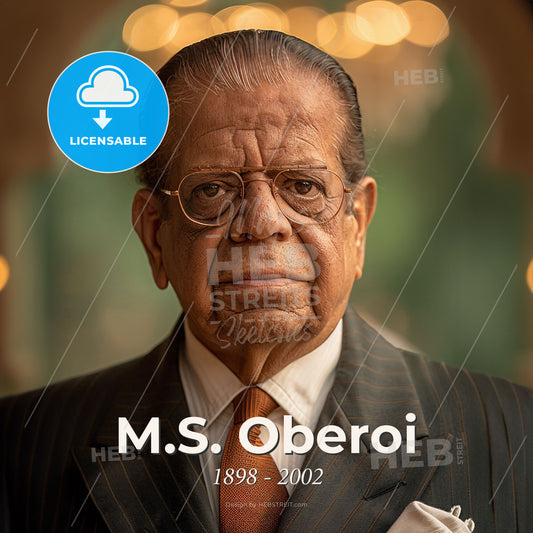 M.S. Oberoi, 1898 - 2002, Indian hotelier - A Man In A Suit Print Template