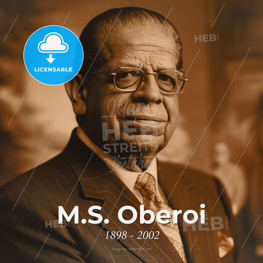 M.S. Oberoi, 1898 - 2002, Indian hotelier - A Man In A Suit And Tie Print Template