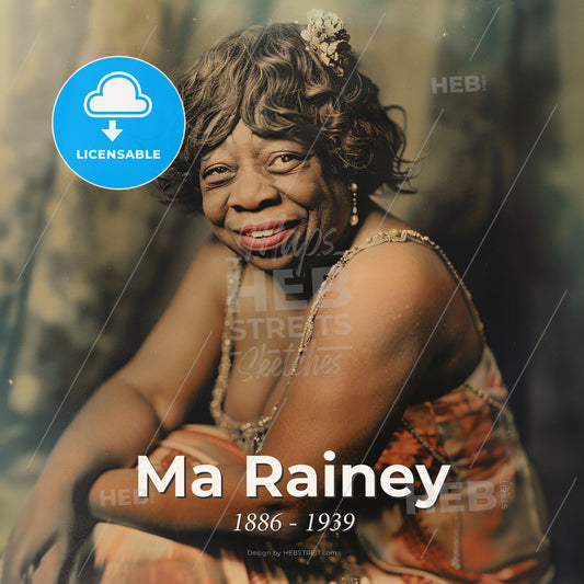 Ma Rainey, 1886 - 1939, American blues singer - A Woman Smiling At The Camera Print Template