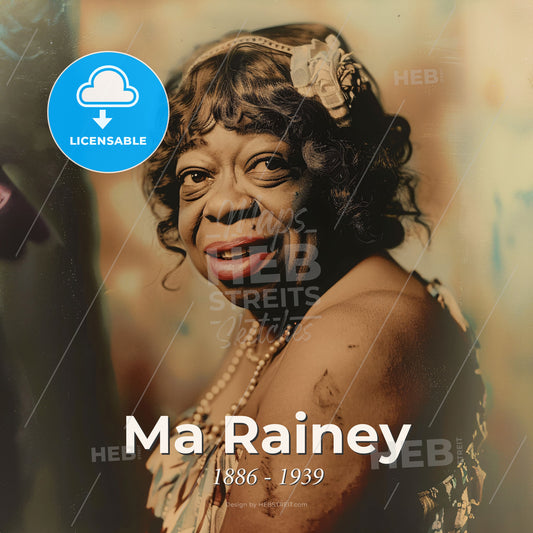 Ma Rainey, 1886 - 1939, American blues singer - A Woman Smiling With A Flower In Her Hair Print Template