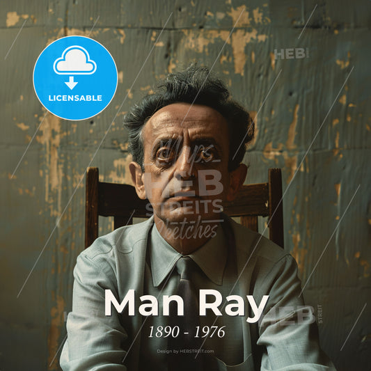 Man Ray, 1890 - 1976, American visual artist - A Man Sitting In A Chair Print Template