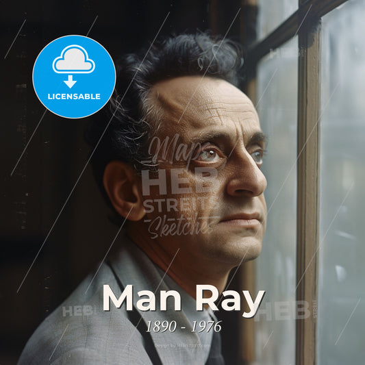 Man Ray, 1890 - 1976, American visual artist - A Man Looking Out A Window Print Template