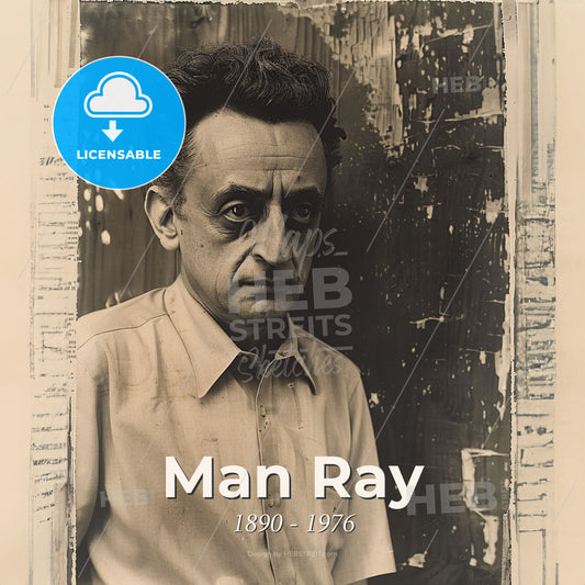 Man Ray, 1890 - 1976, American visual artist - A Man With Dark Hair Wearing A Button Up Shirt Print Template