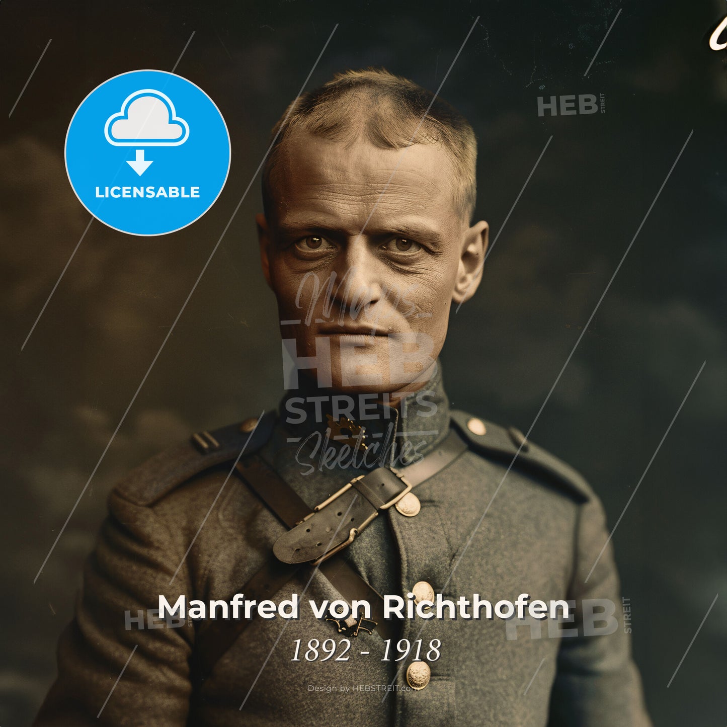 Manfred von Richthofen, 1892 - 1918, German fighter ace - A Man In A Military Uniform Print Template