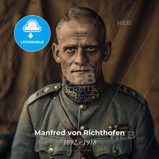 Manfred von Richthofen, 1892 - 1918, German fighter ace - A Man In A Military Uniform Print Template