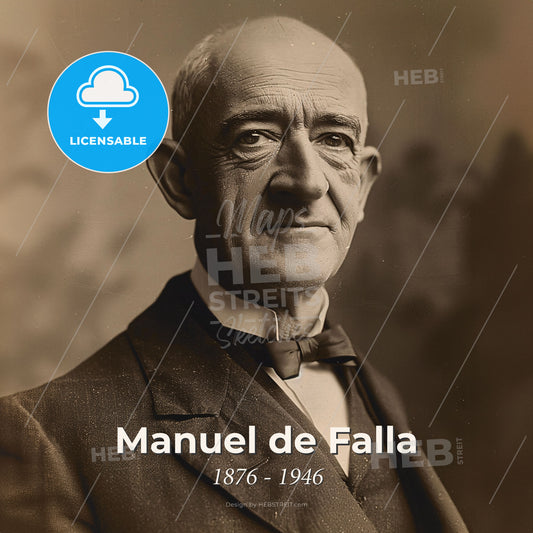 Manuel de Falla, 1876 - 1946, Spanish composer - A Man In A Suit And Bow Tie Print Template