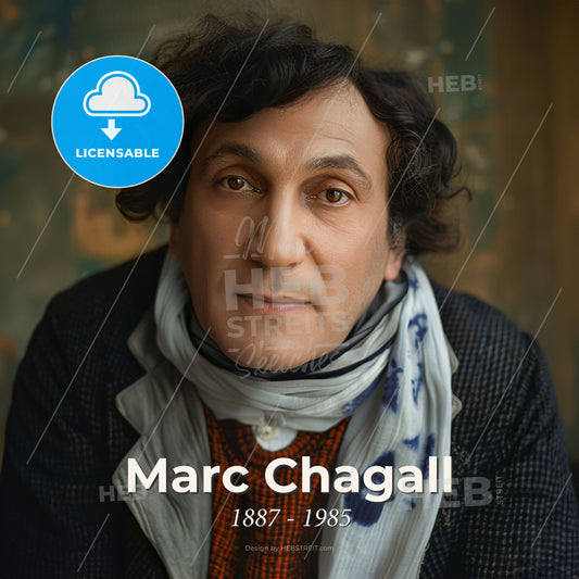 Marc Chagall, 1887 - 1985, Belarusian-French painter - A Man With Curly Hair Wearing A Scarf Print Template