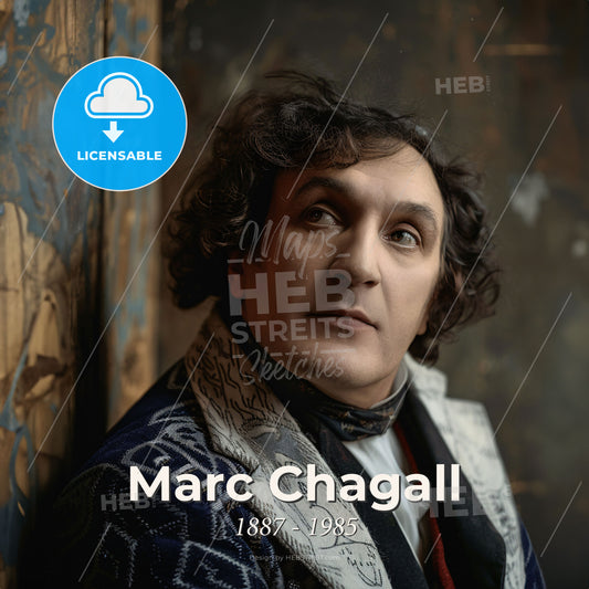 Marc Chagall, 1887 - 1985, Belarusian-French painter - A Man Looking Up To The Side Print Template