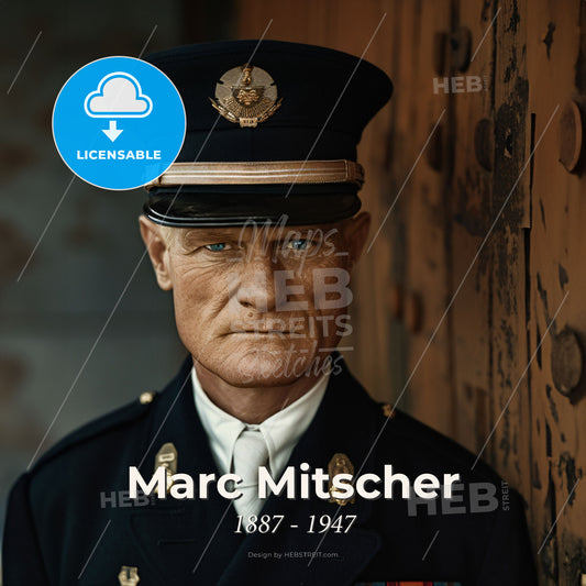 Marc Mitscher, 1887 - 1947, American Admiral - A Man In A Uniform Print Template