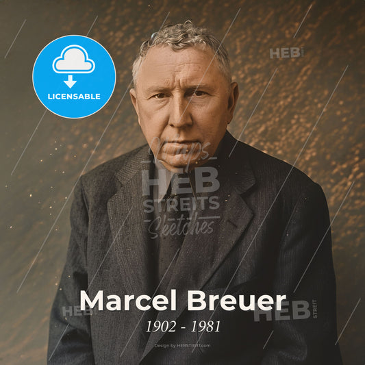 Marcel Breuer, 1902 - 1981, Hungarian-American architect - A Man In A Suit Print Template