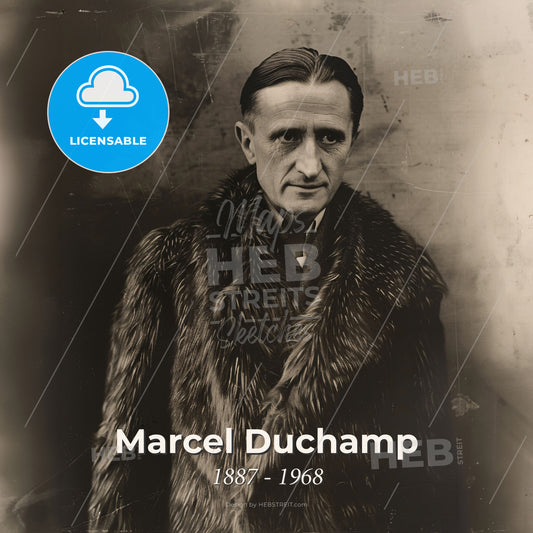 Marcel Duchamp, 1887 - 1968, French-American painter - A Man In A Fur Coat Print Template