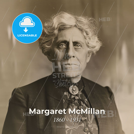 Margaret McMillan, 1860 - 1931, British educator - A Woman With White Hair And A Black Jacket Print Template