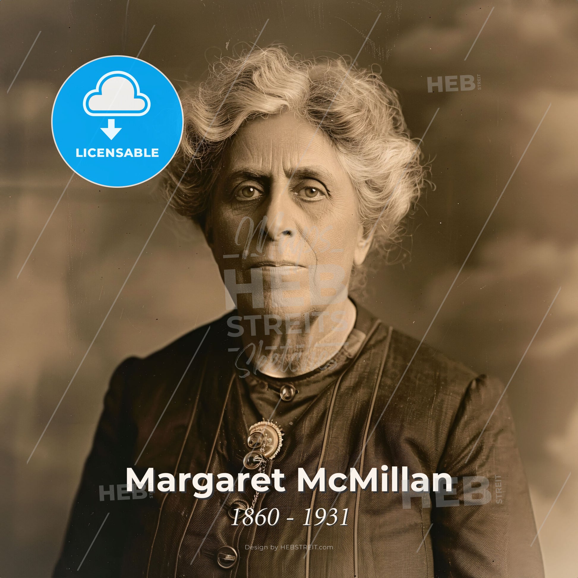 Margaret McMillan, 1860 - 1931, British educator - A Woman With White Hair Print Template