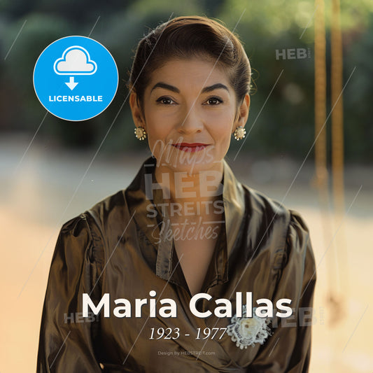 Maria Callas, 1923 - 1977, Greek-American opera singer - A Woman In A Brown Blouse Print Template