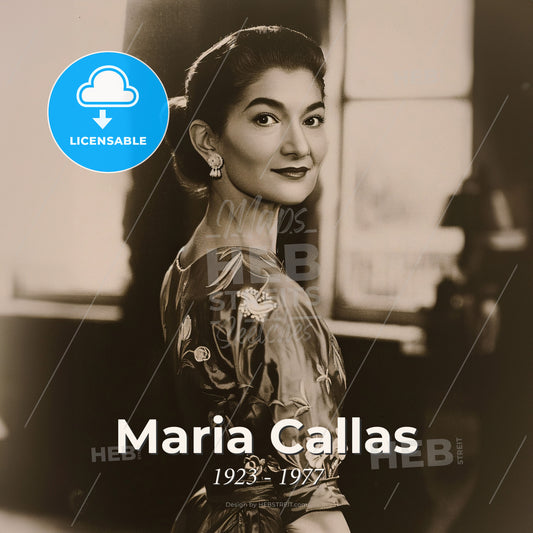 Maria Callas, 1923 - 1977, Greek-American opera singer - A Woman In A Dress Print Template
